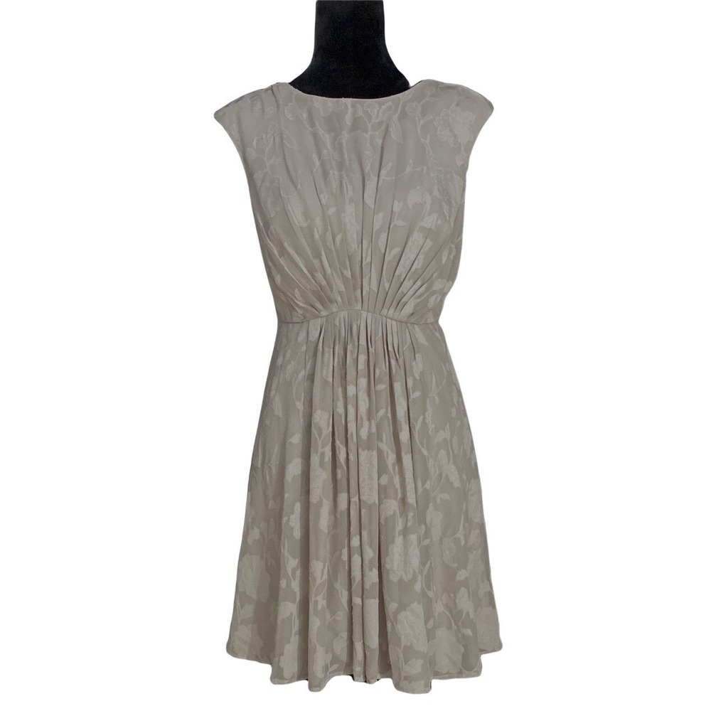 NWT Black Swan Dress SMALL Gray Chiffon Floral‎ Overlay Pleated Party Career